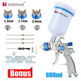 Spray Gun HVLP Gravity Gun Paint Feed Air Spray Gun Kit 3 Nozzle 1.4mm 1.7mm 2mm