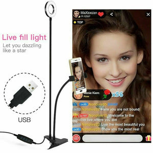 LED Selfie Ring Light with Cell Phone Holder Flexible Stand Live Stream Lamp AU