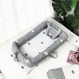 Portable Baby Nest Bed Pillow Bed Foldable Newborn Bassinet Lounger Cot Sleeping Grey Crown Pattern