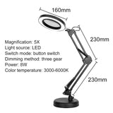 5X Magnifying Lamp Desk Table Glass Salon Tattoo Magnifier Light Clamp Light USB