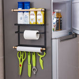 Refrigerator Storage Rack Magnetic Holder With Hooks Paper Spice Jars Storage Shelf