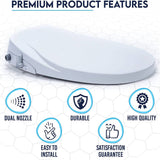 Non Electric Bidet Toilet Seat O Cover Bathroom Dual Nozzle Spray Water Wash