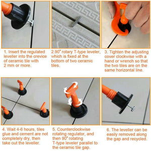 100X Tile Leveling System Clip Levelling Spacer Reusable Tiling Tool Wall Floor