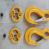 2X 8mm Eye Sling Hook + Hammer Lock Safety Chain Caravan Trailer Connecting Extend