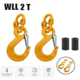 2X 8mm Eye Sling Hook + Hammer Lock Safety Chain Caravan Trailer Connecting Extend