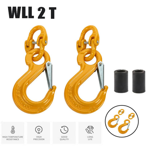 2X 8mm Eye Sling Hook + Hammer Lock Safety Chain Caravan Trailer Connecting Extend