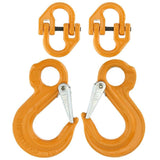 2X 8mm Eye Sling Hook + Hammer Lock Safety Chain Caravan Trailer Connecting Extend