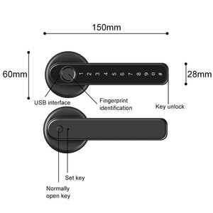 Smart Fingerprint Door Lock Electronic Handle Digital Password Bluetooth Key APP