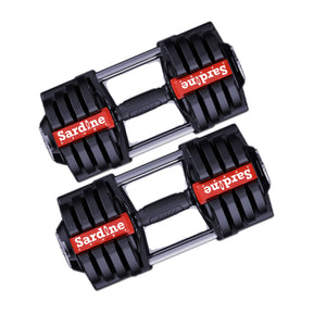 Sardine Sport 3-In-1 Multi-Functional Adjustable Dumbbell With Twist-Lock, All-In-One With Dumbbell-Barbell-Kettlebell, 1.5KG To 18KG, 3LB To 40LB - Pair