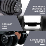 Sardine Sport 48KG Adjustable Dumbbell Set, 1.5KG to 24KG