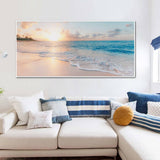 60cmx120cm Ocean and Beach White Frame Canvas