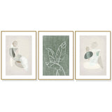 40cmx60cm Abstract body and leaves 3 Sets Gold Frame Canvas Wall Art