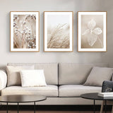 60cmx90cm Dried Flower 3 Sets Wood Frame Canvas Wall Art