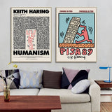 70cmx70cm Wall art By Keith Haring 2 Sets Gold Frame Canvas