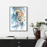 40cmx60cm Watercolor Style Abstract Flower 3 Sets Black Frame Canvas Wall Art