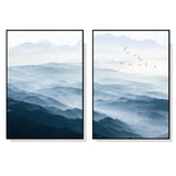 40cmx60cm Blue mountains 2 Sets Black Frame Canvas Wall Art