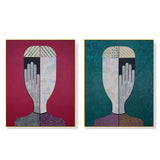 50cmx70cm Abstract Man And Woman 2 Sets Gold Frame Canvas Wall Art