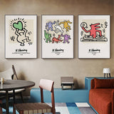 50cmx70cm Keith Haring Pop Art 3 Sets Black Frame Canvas Wall Art