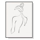 50cmx70cm Woman Back Line Art Black Frame Canvas Wall Art