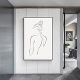 50cmx70cm Woman Back Line Art Black Frame Canvas Wall Art