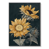 70cmx100cm Sunflowers Black Frame Canvas Wall Art