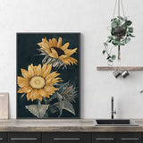 80cmx120cm Sunflowers Black Frame Canvas Wall Art