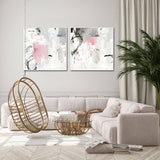 Wall Art 80cmx80cm Abstract Pink Grey 2 Sets White Frame Canvas