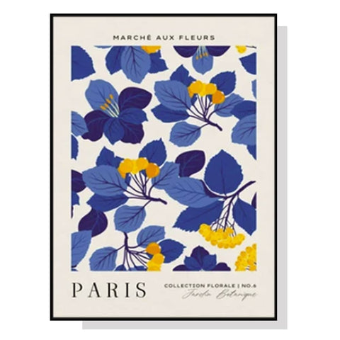 60cmx90cm Paris Flower Market Black Frame Canvas Wall Art