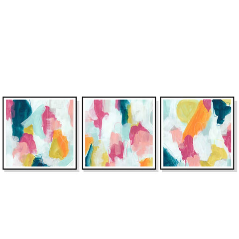 60cmx60cm Colourful 3 Sets Black Frame Canvas Wall Art