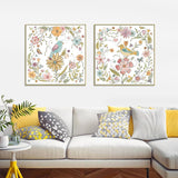 50cmx50cm Floral birds 2 Sets Gold Frame Canvas Wall Art