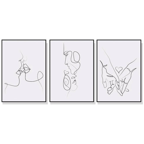 40cmx60cm Couples 3 Sets Black Frame Canvas Wall Art