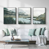 60cmx90cm Landscape 3 Sets Black Frame Canvas Wall Art