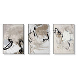 60cmx90cm Modern Abstract Beige 3 Sets Black Frame Canvas Wall Art