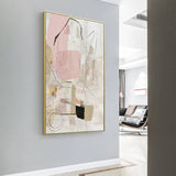 60cmx90cm Abstract Pink Gold Frame Canvas Wall Art