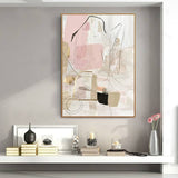 80cmx120cm Abstract Pink Gold Frame Canvas Wall Art