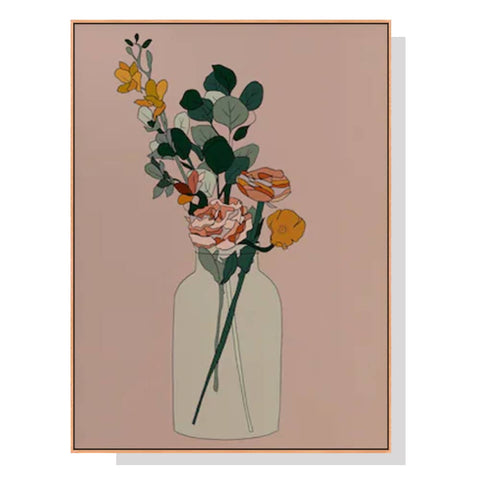 90cmx135cm Boho Floral Wood Frame Canvas Wall Art