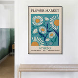 40cmx60cm Flower Market Athens Black Frame Canvas Wall Art