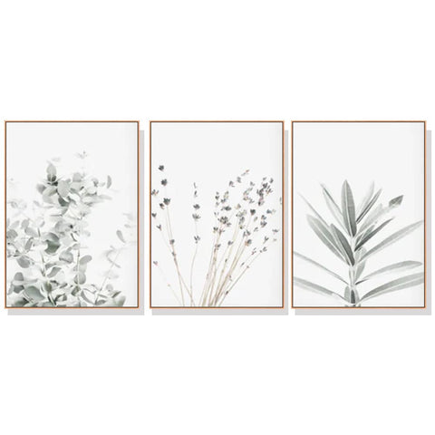 80cmx120cm Lavender Eucalyptus 3 Sets Wood Frame Canvas Wall Art