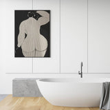 40cmx60cm Mid Century Lady Black Frame Canvas Wall Art