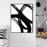 90cmx135cm  Minimalist Black Artwork Black Frame Canvas Wall Art