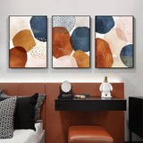 80cmx120cm Navy Pink Beige 3 Sets Black Frame Canvas Wall Art