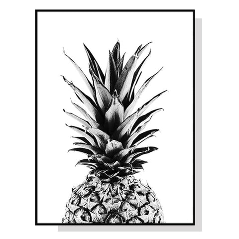 40cmx60cm Pineapple Black Frame Canvas Wall Art