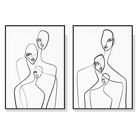 50cmx70cm Abstract Figures 2 Sets Black Frame Canvas Wall Art