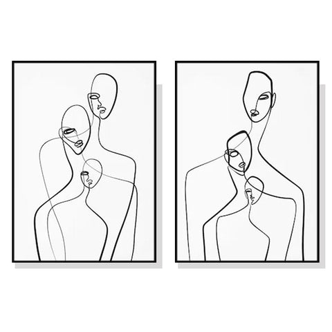 100cmx150cm Abstract Figures 2 Sets Black Frame Canvas Wall Art