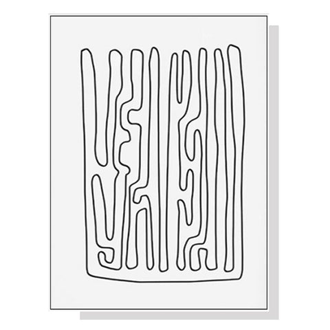 50cmx70cm Black And White Lines White Frame Canvas Wall Art