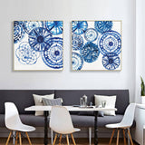 40cmx40cm Blue Day 2 Sets Gold Frame Canvas Wall Art