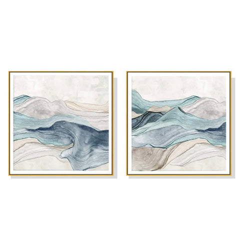 60cmx60cm Blue Mountain 2 Sets Gold Frame Canvas Wall Art