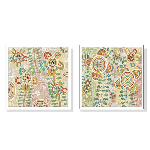 80cmx80cm Lovely Pattern 2 Sets White Frame Canvas Wall Art