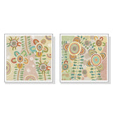 90cmx90cm Lovely Pattern 2 Sets White Frame Canvas Wall Art