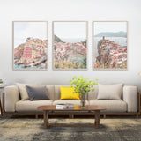 70cmx100cm Italy Cinque Terre 3 Sets Wood Frame Canvas Wall Art